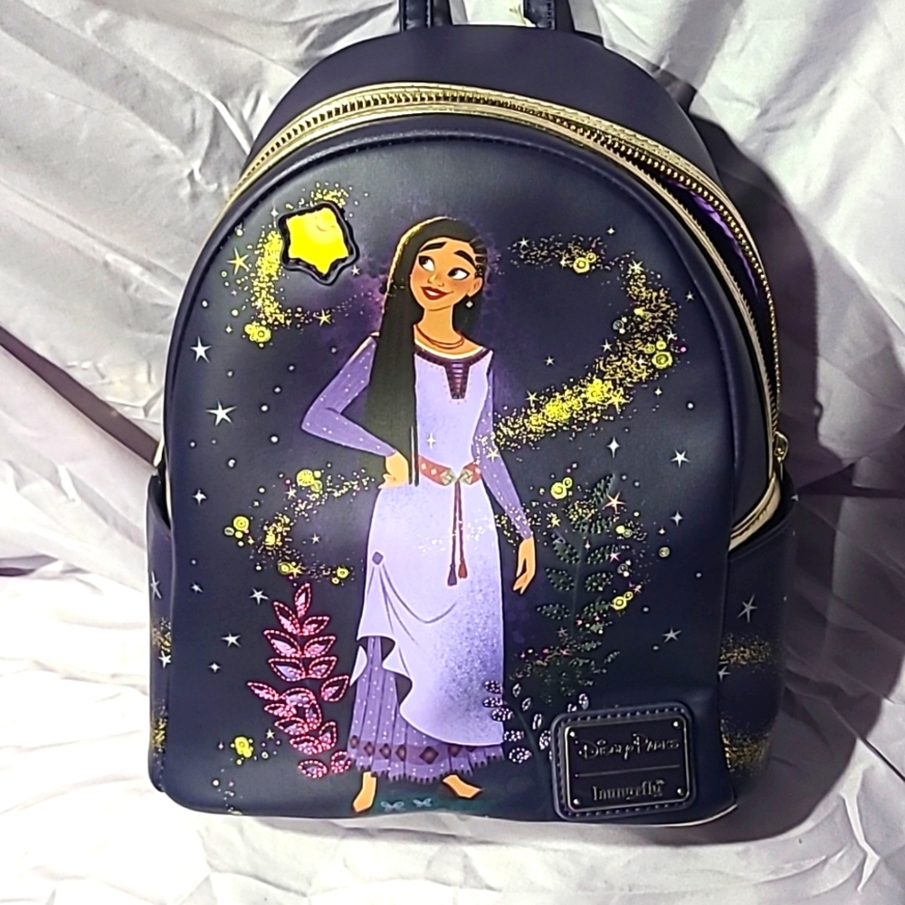 NEW Disney Parks Wish Asha Loungefly Mini Backpack NWT deep purple and GOLD